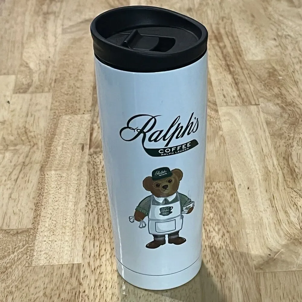 Ralphs Coffee Barista Polo Bear Coffee Tumbler Stainless Steel 16oz Ralph Lauren